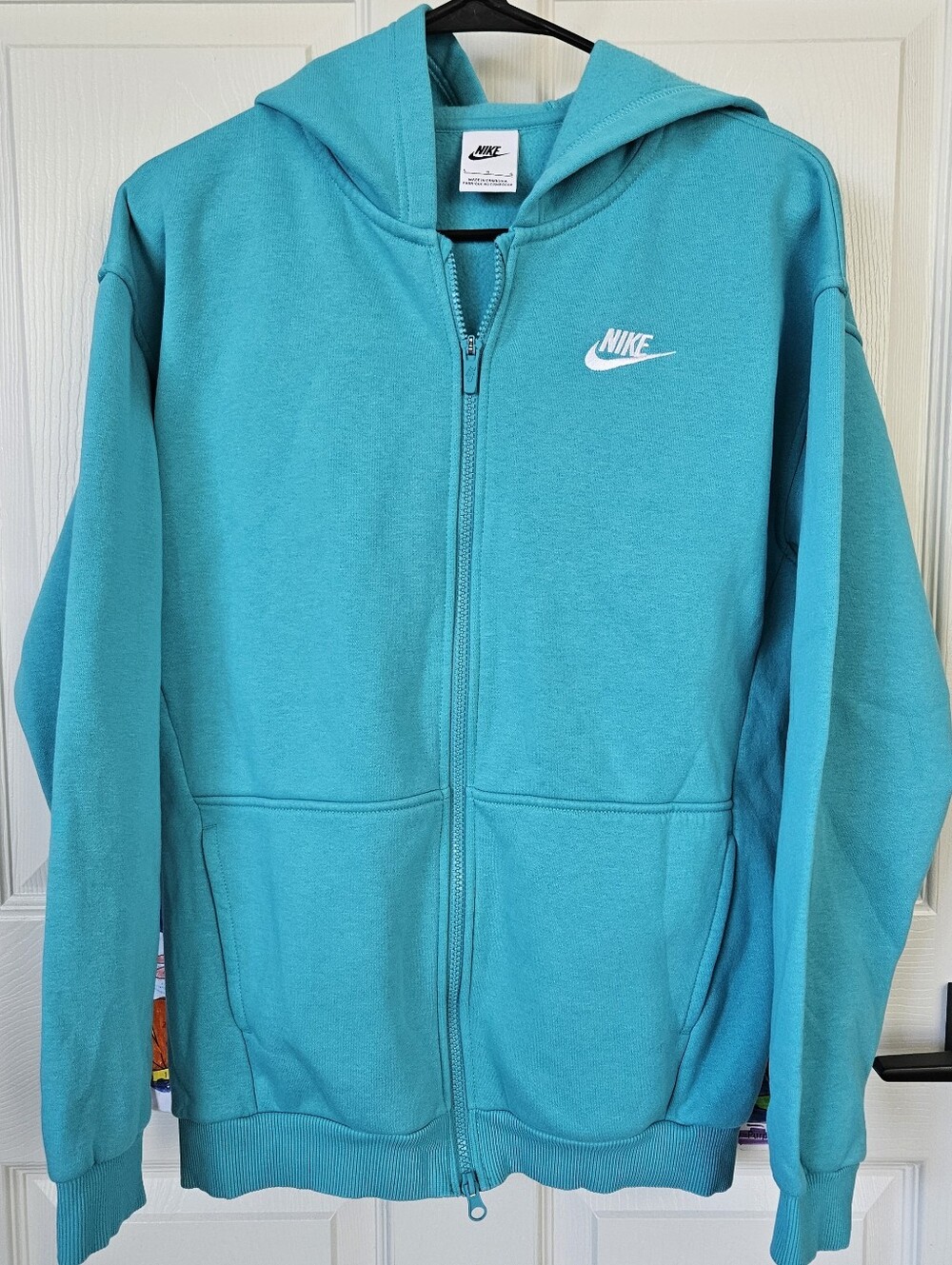 Nike Big Kids' Oversized Full-Zip Hoodie Sweatshirt Baltic Blue Size Large 14/16